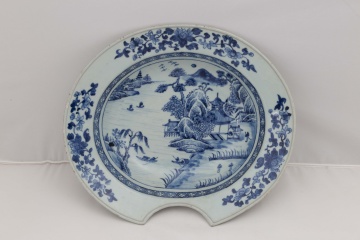 18th Century Chinese Blue & White Porcelain Barber Bowl