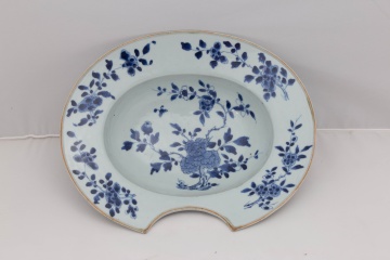 18th Century Chinese Blue & White Porcelain Barber Bowl