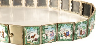 Asian Enameled Silver Belt