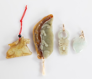 Chinese / Japanese Carved Hardstone and Jadeite  Pendants