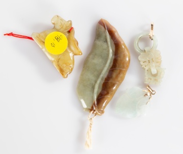 Chinese / Japanese Carved Hardstone and Jadeite  Pendants