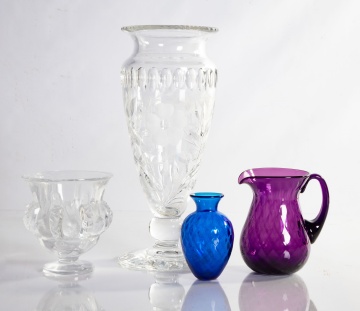 Hawks, Lalique and Pairpoint Art Glass Vases