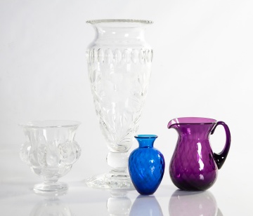 Hawks, Lalique and Pairpoint Art Glass Vases