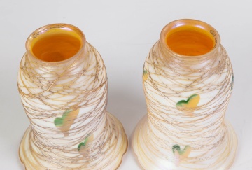 (2) Quezal Art Glass Shades