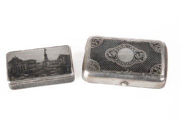 Two Russian Engraved Silver Boxes