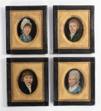 Four 19th Century Miniature Portraits of a Family