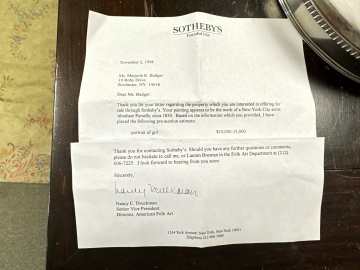 Attributed to Abraham Parsell (circa, 1792-1856)  "Mary Jane"