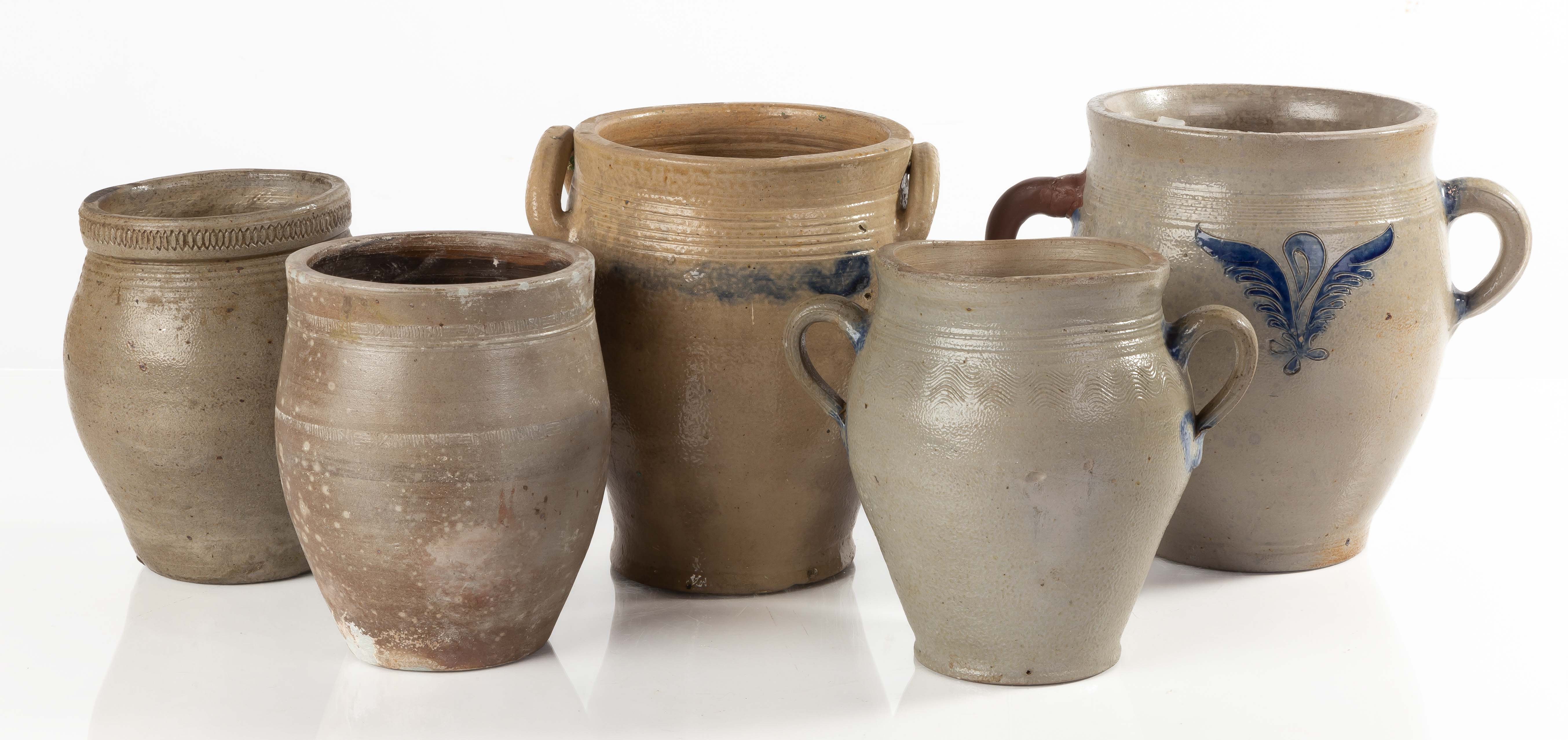 (5) Early NY & NJ Stoneware Jars Cottone Auctions