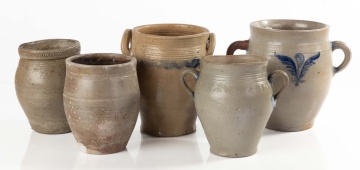 (5) Early NY & NJ Stoneware Jars