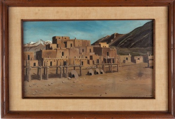 Albert Lujan (American, 1892-1948) Taos Pueblo, New Mexico