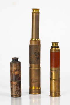 (3) 19th Century Brass & Leather Telescopes