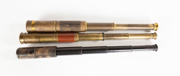 (3) 19th Century Brass & Leather Telescopes