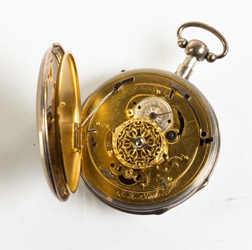 C. T. Erath Coin Silver Pocket Watch