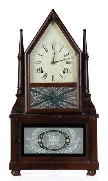 Birge & Fuller Single Candlestick  Steeple-on-Steeple Clock
