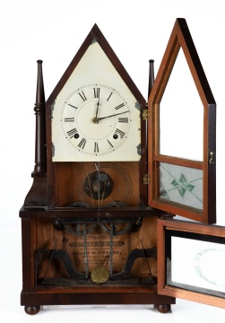 Birge & Fuller Single Candlestick  Steeple-on-Steeple Clock
