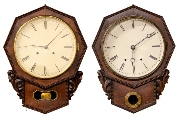 (2) Chauncey Jerome Drop Dial Gallery Wall Clocks