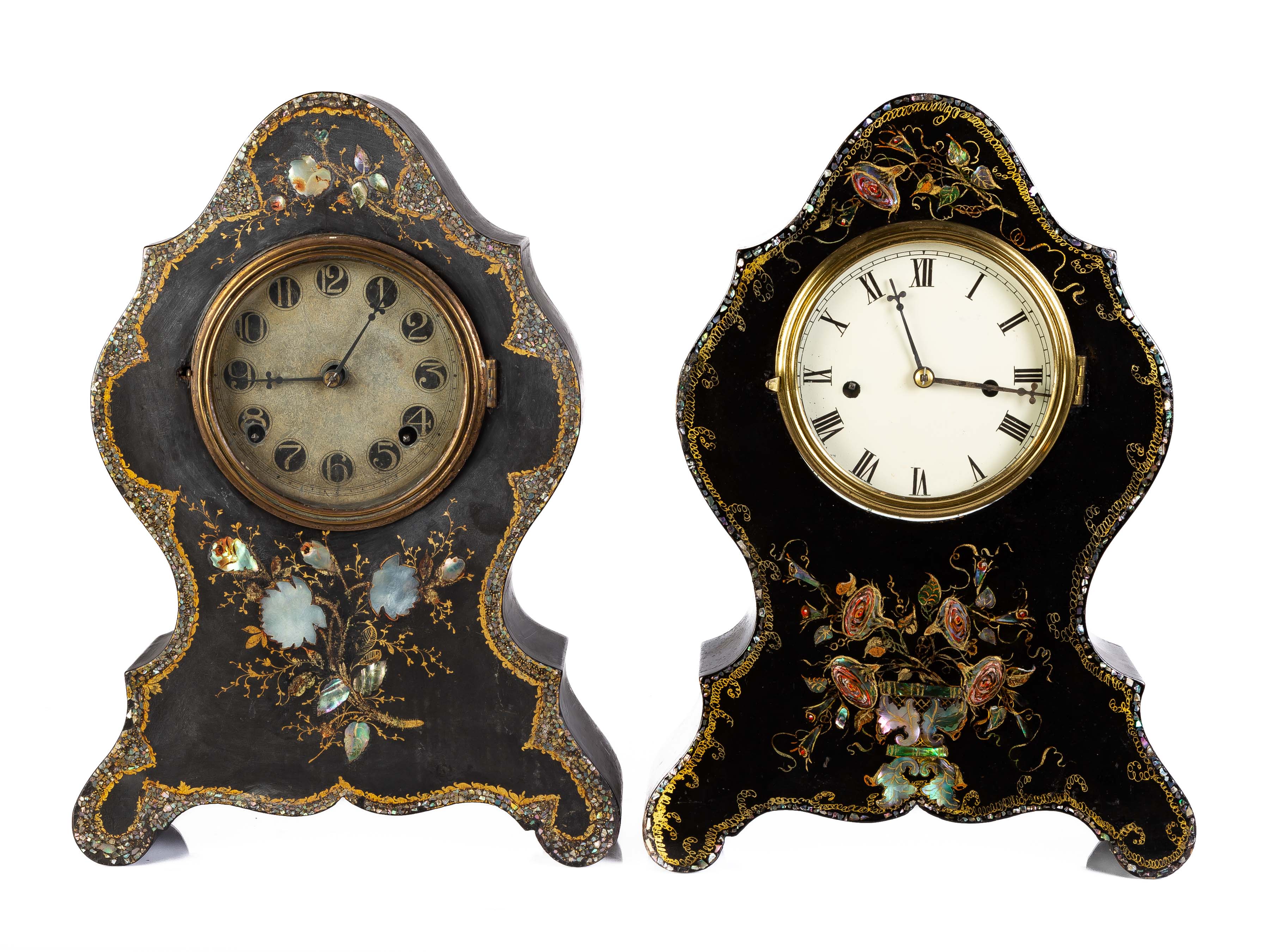 (2) Chauncey Jerome Paper Mache Clocks Cottone Auctions