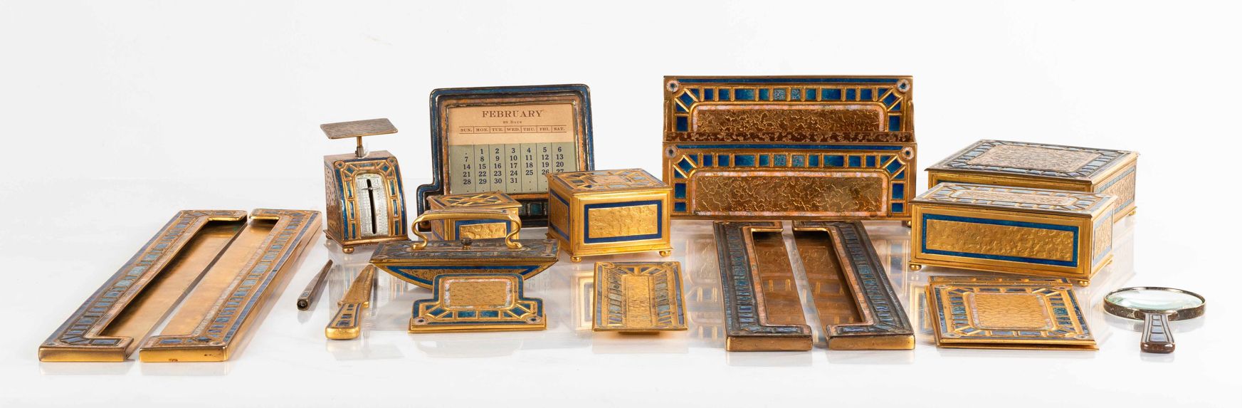 Tiffany Furnaces Azurite Art Deco Desk Set | Cottone Auctions