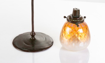 Tiffany Studios Blown-Out Candlestick with Quilted Shade
