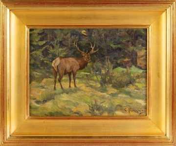 Carl Rungius (American, 1869-1959), "Woods Edge at Dusk"