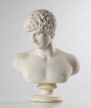 Marble Bust of Capitoline (Antinous) on Marble Socle