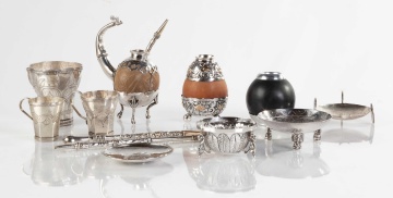 Spanish Colonial Style Mate Cups, Drinking Vessels & Mexican Trade Silver