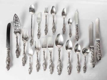 Extensive Service of Whiting Sterling Silver Flatware "Lily" Pattern