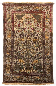 Silk and Metal Thread "Souf Kashan" Prayer Rug