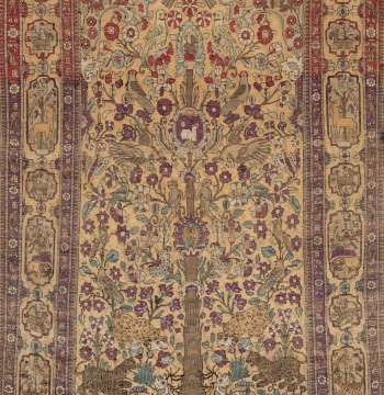Silk and Metal Thread "Souf Kashan" Prayer Rug