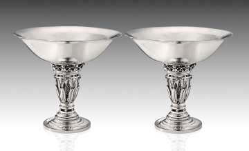 Pair of Georg Jensen Silver “Queens” Bowls 250B by Johan Rohde