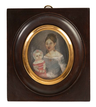 Early 19th Century American Portrait Miniature of a Mother and Young Child