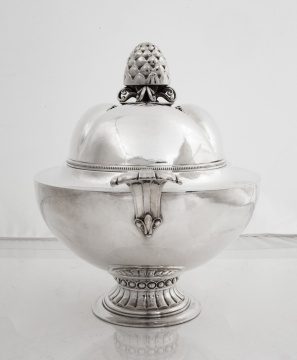 Fine and Rare Monumental Georg Jensen Silver Centerpiece Tureen and Cover, Model 573