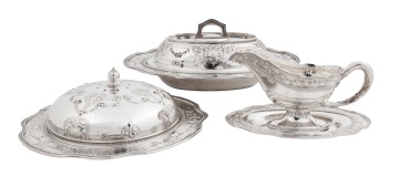 American Silver Warming / Chafing Dishes, Gravy Boat and Under Tray