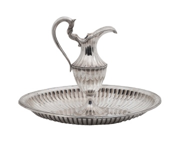 Portuguese Silver Ewer and Basin