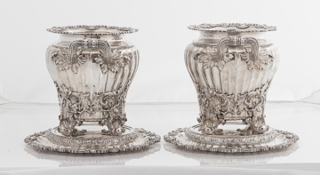 Pair of Fine and Rare George III Silver Wine Coolers, Liners and Stands, Mark of Paul Storr, London, 1819