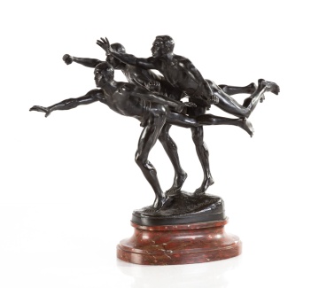 Alfred Boucher (French, 1850-1934), Au But, Bronze Group