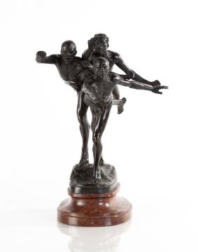 Alfred Boucher (French, 1850-1934), Au But, Bronze Group