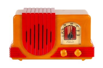Addison 2 "Waterfall" Catalin Radio in Light Yellow and Bright Red