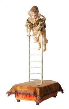 French Automaton Acrobat on Ladder Performing Handstand