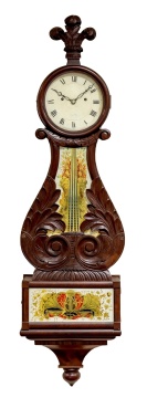 Lyre Clock, attributed to Abiel Chandler, Concord, New Hampshire