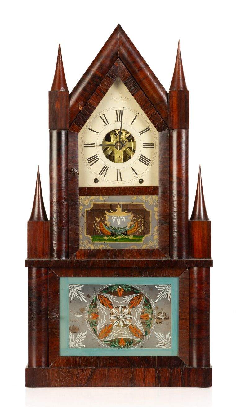 Birge & Fuller Candlestick Double Steeple Clock | Cottone Auctions