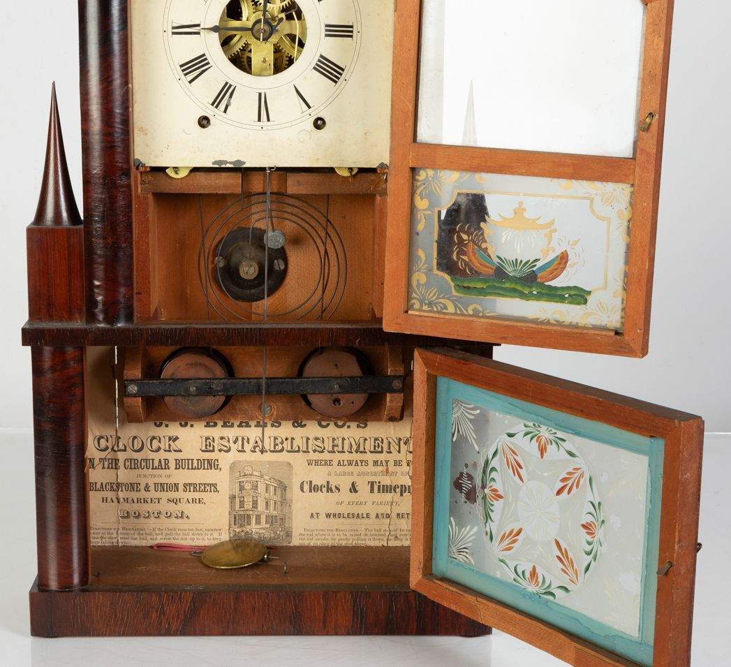 Birge & Fuller Candlestick Double Steeple Clock | Cottone Auctions