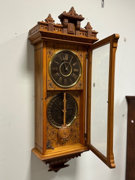 Ithaca Hanging Belgrade Double Dial Calendar Clock No. 5 1/2