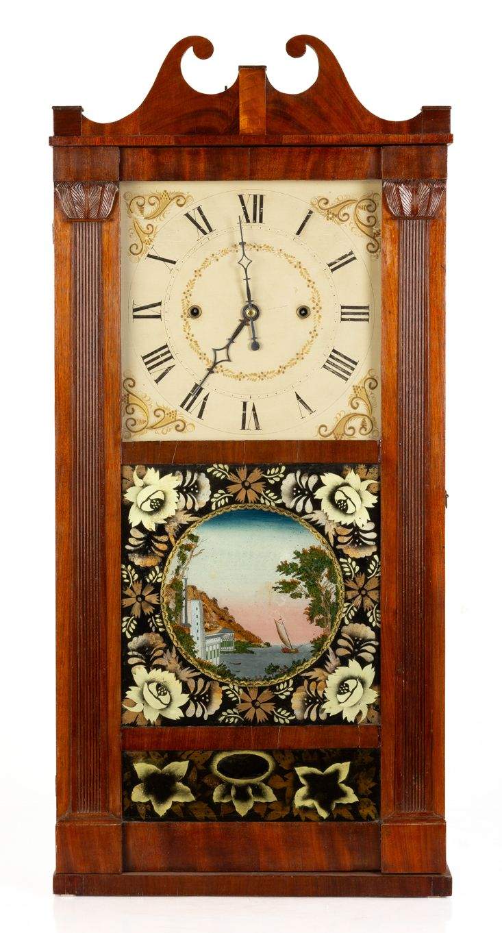 Orrin Hart Reeded Pilaster and Scroll Clock | Cottone Auctions