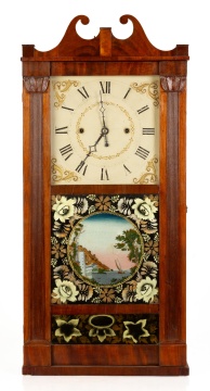 Orrin Hart Reeded Pilaster and Scroll Clock