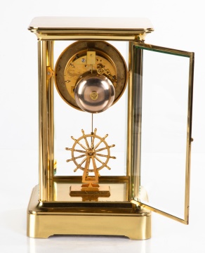 Rare French Brevete Ship's Wheel Crystal Regulator