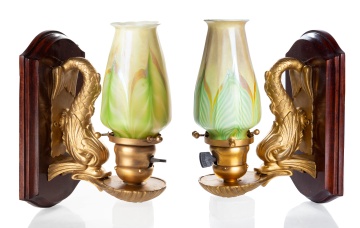 Tiffany Studios Pair of Dolphin Sconces