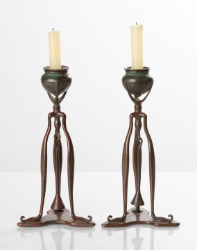 Tiffany Studios Bronze Candlesticks & Snuffers