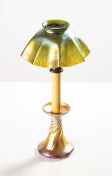 Tiffany Favrile Blue & Gold Candle Lamp