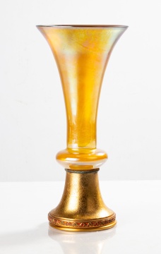 Louis C. Tiffany Furnaces Bronze Mounted Favrile Vase